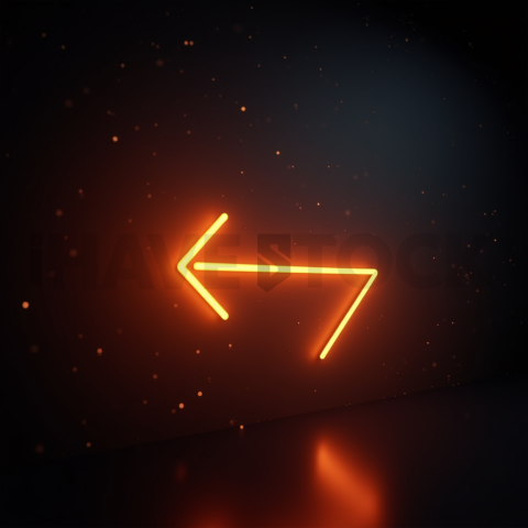 Neon Arrow Directional Icon Amber Glow 2025 – 8K Minimal Black UI Mockup MKT GLS 0756