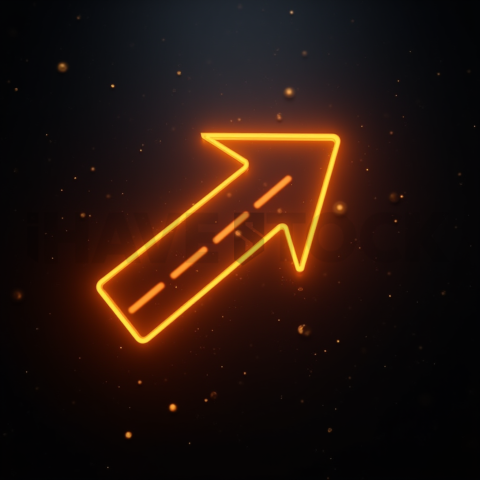 Neon Arrow Directional Icon Amber Glow 2025 – 8K Minimal Black UI Mockup MKT GLS 0260