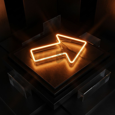 Neon Arrow Directional Icon Amber Glow 2025 – 8K Minimal Black UI Mockup MKT GLS 0865