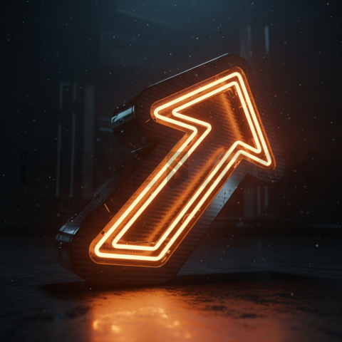 Neon Arrow Directional Icon Amber Glow 2025 – 8K Minimal Black UI Mockup MKT GLS 1145