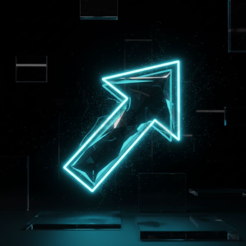 Neon Arrow Directional Icon Cyan Glow 2025 – 8K Minimal Black UI Mockup MKT GLS 0842