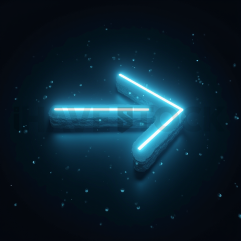 Neon Arrow Directional Icon Cyan Glow 2025 – 8K Minimal Black UI Mockup MKT GLS 0975