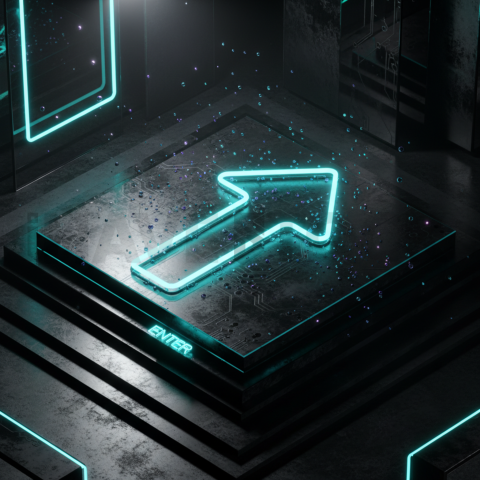 Neon Arrow Directional Icon Cyan Glow 2025 – 8K Minimal Black UI Mockup MKT GLS 1130