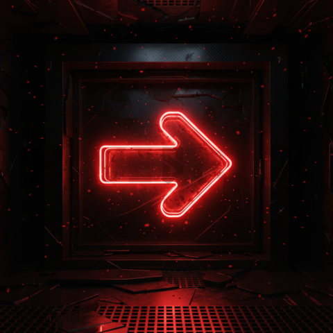 Neon Arrow Directional Icon Red Glow 2025 – 8K Minimal Black UI Mockup MKT GLS 1110
