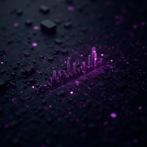 Black Futuristic Analytics Graph Purple Glow 2025 – 8K Minimal Black UI Mockup MKT GLS 0331