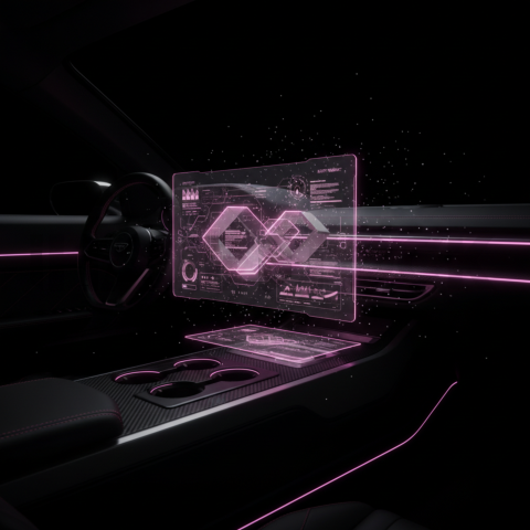 3D Holographic Dashboard Widget Magenta Glow 2025 – 8K Minimal Black UI Mockup MKT GLS 0222