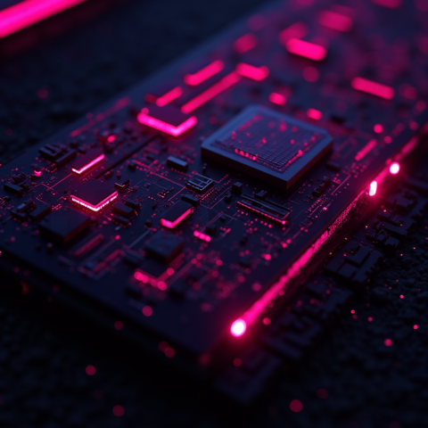 3D Holographic Dashboard Widget Magenta Glow 2025 – 8K Minimal Black UI Mockup MKT GLS 0286