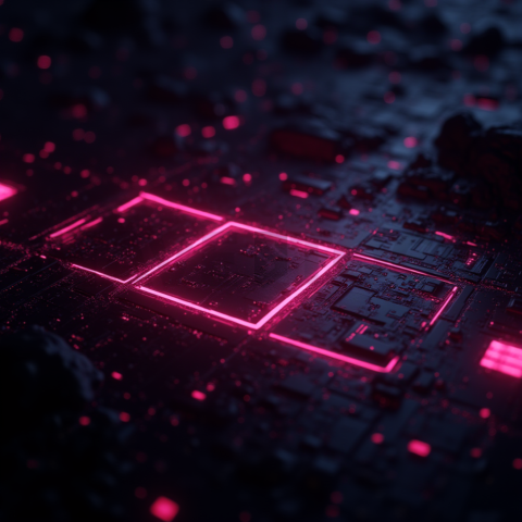 3D Holographic Dashboard Widget Magenta Glow 2025 – 8K Minimal Black UI Mockup MKT GLS 0306