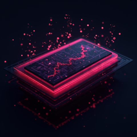 3D Holographic Dashboard Widget Magenta Glow 2025 – 8K Minimal Black UI Mockup MKT GLS 0297