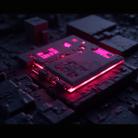 3D Holographic Dashboard Widget Magenta Glow 2025 – 8K Minimal Black UI Mockup MKT GLS 0292