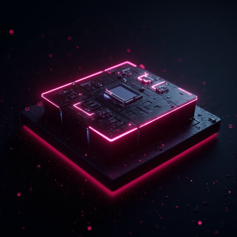 3D Holographic Dashboard Widget Magenta Glow 2025 – 8K Minimal Black UI Mockup MKT GLS 0737