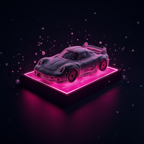 3D Holographic Dashboard Widget Magenta Glow 2025 – 8K Minimal Black UI Mockup MKT GLS 0743
