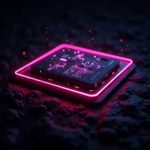 3D Holographic Dashboard Widget Magenta Glow 2025 – 8K Minimal Black UI Mockup MKT GLS 0788