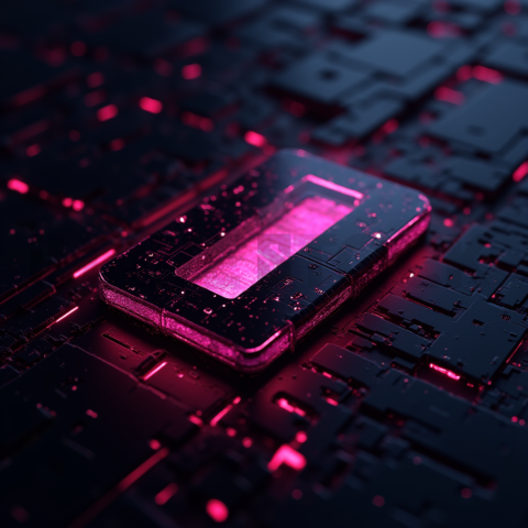 3D Holographic Dashboard Widget Magenta Glow 2025 – 8K Minimal Black UI Mockup MKT GLS 0782