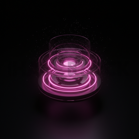 3D Holographic Dashboard Widget Magenta Glow 2025 – 8K Minimal Black UI Mockup MKT GLS 1041