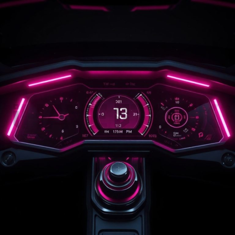 3D Holographic Dashboard Widget Magenta Glow 2025 – 8K Minimal Black UI Mockup MKT GLS 1209
