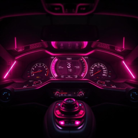 3D Holographic Dashboard Widget Magenta Glow 2025 – 8K Minimal Black UI Mockup MKT GLS 1288