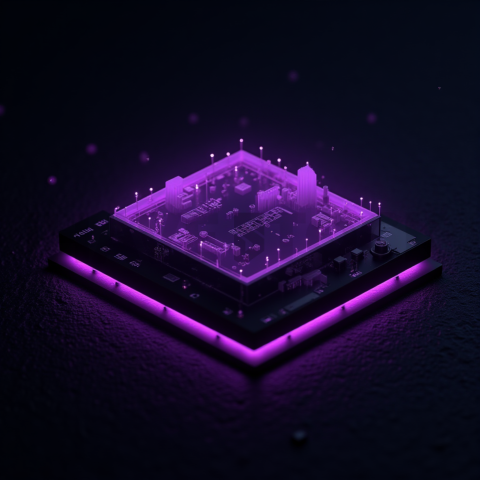 3D Holographic Dashboard Widget Purple Glow 2025 – 8K Minimal Black UI Mockup MKT GLS 0911
