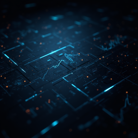 Black Futuristic Analytics Graph Blue Electric Glow 2025 – 8K Minimal Black UI Mockup MKT GLS 0950