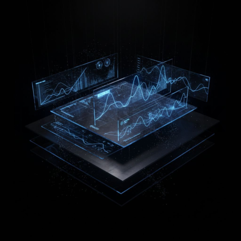 Black Futuristic Analytics Graph Blue Electric Glow 2025 – 8K Minimal Black UI Mockup MKT GLS 0959