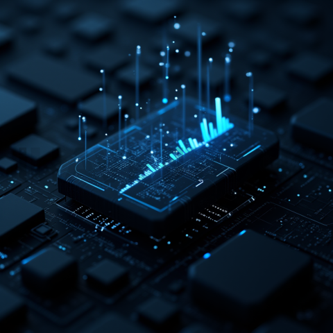 Black Futuristic Analytics Graph Blue Electric Glow 2025 – 8K Minimal Black UI Mockup MKT GLS 0987