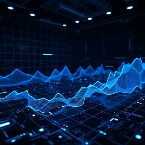 Black Futuristic Analytics Graph Blue Electric Glow 2025 – 8K Minimal Black UI Mockup MKT GLS 1251