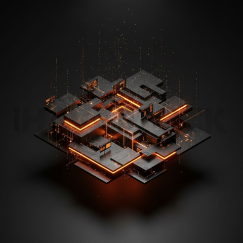 Black Futuristic Analytics Graph Orange Fire Glow 2025 – 8K Minimal Black UI Mockup MKT GLS 0085