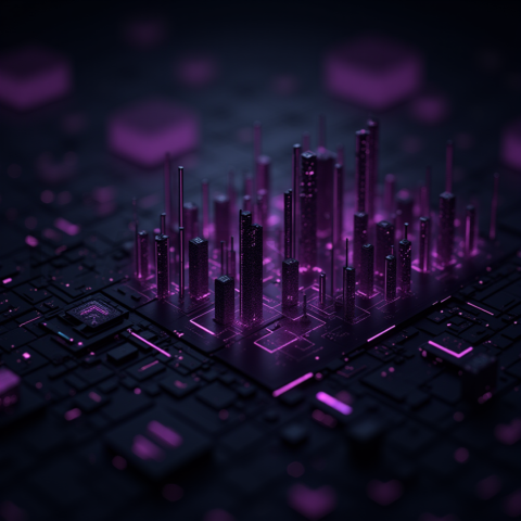 Black Futuristic Analytics Graph Purple Glow 2025 – 8K Minimal Black UI Mockup MKT GLS 0689