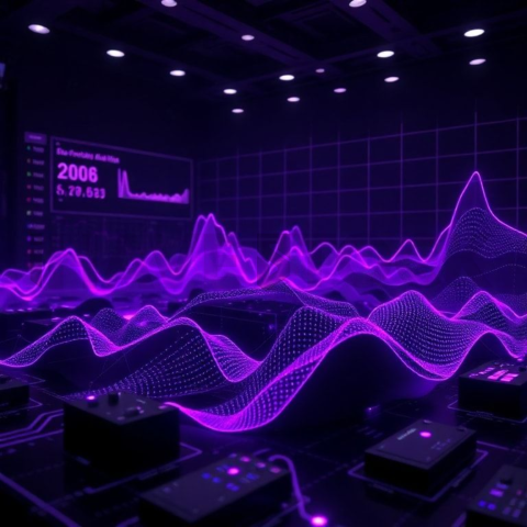 Black Futuristic Analytics Graph Purple Glow 2025 – 8K Minimal Black UI Mockup MKT GLS 1257