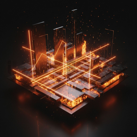 Black Futuristic Analytics Graph Orange Fire Glow 2025 – 8K Minimal Black UI Mockup MKT GLS 0924