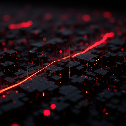Black Futuristic Analytics Graph Red Glow 2025 – 8K Minimal Black UI Mockup MKT GLS 0182