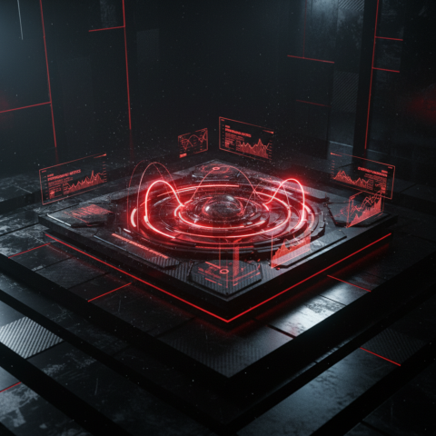 Black Futuristic Analytics Graph Red Glow 2025 – 8K Minimal Black UI Mockup MKT GLS 0857