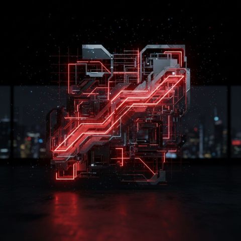 Black Futuristic Analytics Graph Red Glow 2025 – 8K Minimal Black UI Mockup MKT GLS 1008