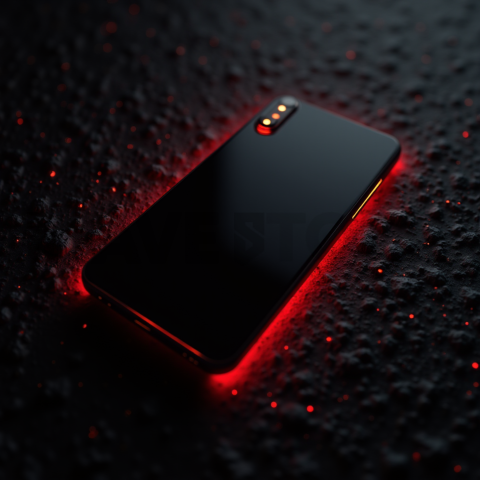 Black Void Smartphone Render Red Glow 2025 – 8K Minimal Black UI Mockup MKT GLS 0361