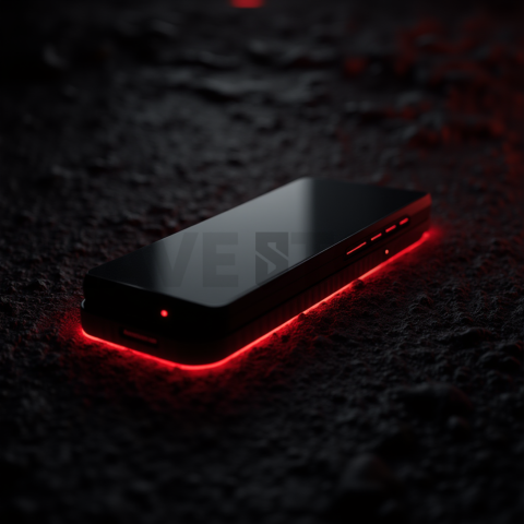 Black Void Smartphone Render Red Glow 2025 – 8K Minimal Black UI Mockup MKT GLS 0994
