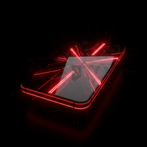 Black Void Smartphone Render Red Glow 2025 – 8K Minimal Black UI Mockup MKT GLS 1144
