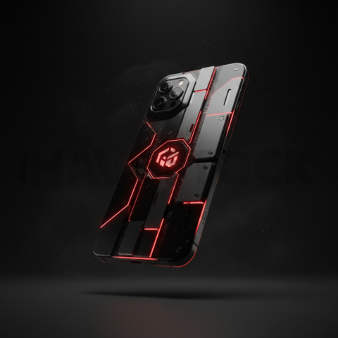 Black Void Smartphone Render Red Glow 2025 – 8K Minimal Black UI Mockup MKT GLS 1149