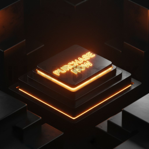 Cinematic Neon Cta Button 3D Amber Glow 2025 – 8K Minimal Black UI Mockup MKT GLS 0094