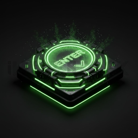 Cinematic Neon Cta Button 3D Green Neon Glow 2025 – 8K Minimal Black UI Mockup MKT GLS 0833