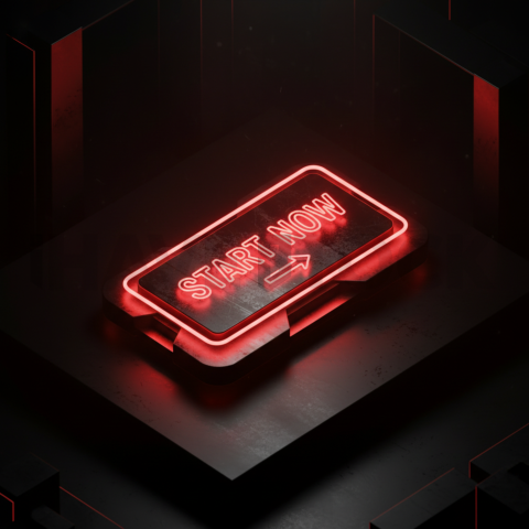 Cinematic Neon Cta Button 3D Red Glow 2025 – 8K Minimal Black UI Mockup MKT GLS 1122