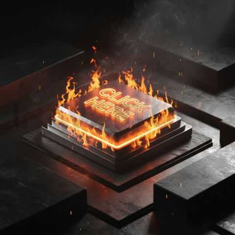 Cinematic Neon Cta Button 3D Orange Fire Glow 2025 – 8K Minimal Black UI Mockup MKT GLS 0921