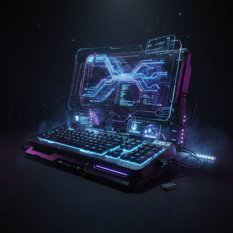 Cyberpunk Dark Terminal Code Mockup Blue Electric Glow 2025 – 8K Minimal Black UI Mockup MKT GLS 0234