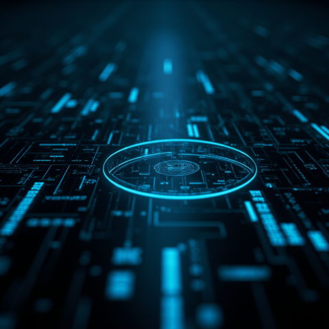 Cyberpunk Dark Terminal Code Mockup Blue Electric Glow 2025 – 8K Minimal Black UI Mockup MKT GLS 0279