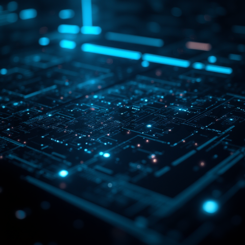 Cyberpunk Dark Terminal Code Mockup Blue Electric Glow 2025 – 8K Minimal Black UI Mockup MKT GLS 0732