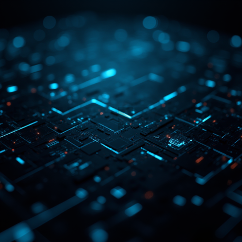 Cyberpunk Dark Terminal Code Mockup Blue Electric Glow 2025 – 8K Minimal Black UI Mockup MKT GLS 0777