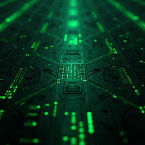 Cyberpunk Dark Terminal Code Mockup Green Neon Glow 2025 – 8K Minimal Black UI Mockup MKT GLS 0188