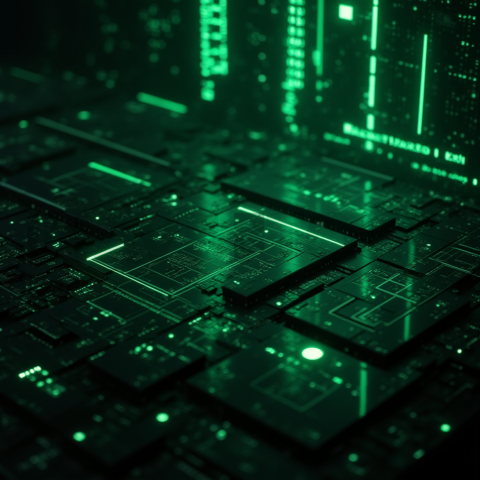 Cyberpunk Dark Terminal Code Mockup Green Neon Glow 2025 – 8K Minimal Black UI Mockup MKT GLS 0317