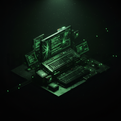 Cyberpunk Dark Terminal Code Mockup Green Neon Glow 2025 – 8K Minimal Black UI Mockup MKT GLS 0863