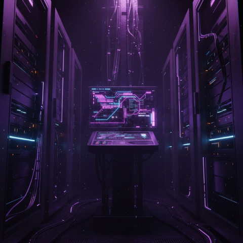 Cyberpunk Dark Terminal Code Mockup Purple Glow 2025 – 8K Minimal Black UI Mockup MKT GLS 0930