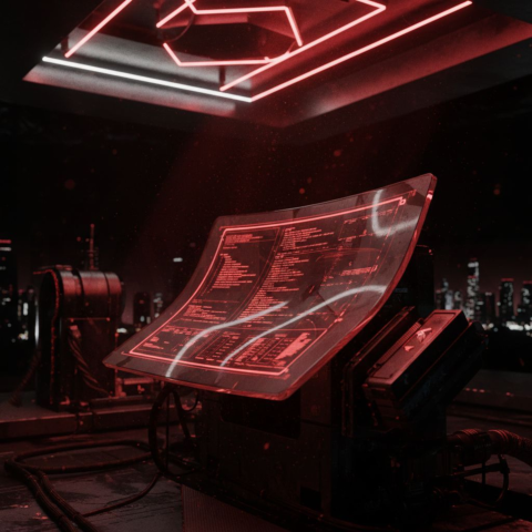 Cyberpunk Dark Terminal Code Mockup Red Glow 2025 – 8K Minimal Black UI Mockup MKT GLS 0081
